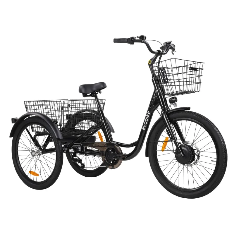 Evobike Elegant, trehjulig elcykel med korg fram och bak